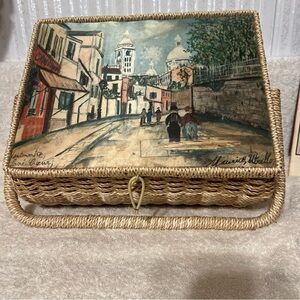 Rare Vintage Maurice Utrillo Montmartre Sewing Basket